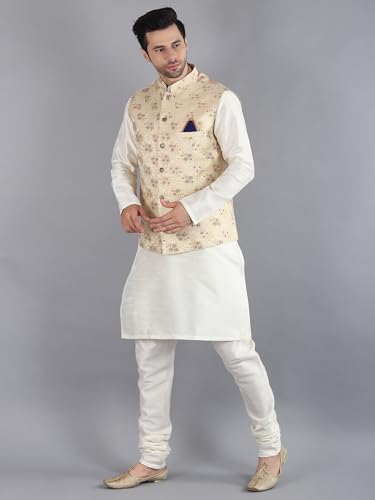 Image of Uri and MacKenzie Men's Silk Blend Kurta Pajama with Designer Ethnic Nehru Jacket /Modi Jacket