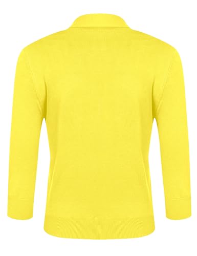 Image of URRU Women's Classic 3 /4 Sleeve Open Front Cropped Cardigan Sweater Lightweight Knit Short Shrugs