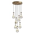 YUEXPAND H100'' High Ceiling Chandelier for Entryway,Modern Raindrop Chandeliers for Living Room,Brass 7 Light Adjustable Rope Teardrop Pendant Lights Kitchen Island for Hallway/Staircase
