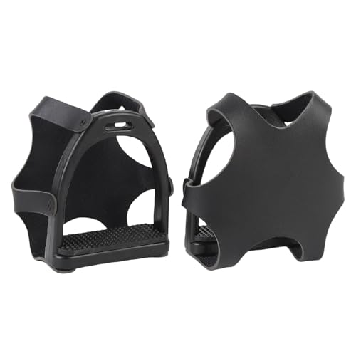 2 Pcs Non Slip Equestrian Stirrups with Safety Net Cover & Rubber Foot Pad - Reinforced Resin Design for Horseback Riding, Stable Training