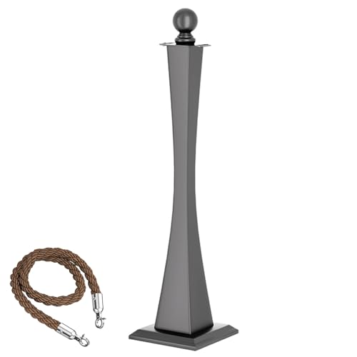 Postes Separadores Biombos Separadores con Base Robusta de Cuerda de Cáñamo de 150 Cm para Teatros con Venta de Entradas(Black)