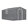 RTDTD 10FT x 12FT Outdoor Storage Shed, Waterproof, Lockable Door Metal Tool Shed with Sliding Door and Air Vents, Storage House for Gardening Tools, Metal Storage Shed for Garden, Backyard,Lawn.