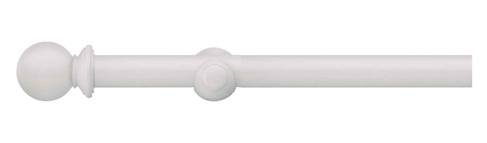 ABC Decor Romantica Eyelet Curtain Pole, Ball Finial, 28mm Diameter, Wood Pole, Paper White, 240cm