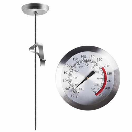 Termometro Cocina, Termómetro para Freír con Lectura Instantánea, Termometro Horno Leña con Pinza, Termometro Carne, Pantalla HD, para Horno, Parrilla, Barbacoa, Bistec, Leche, Café