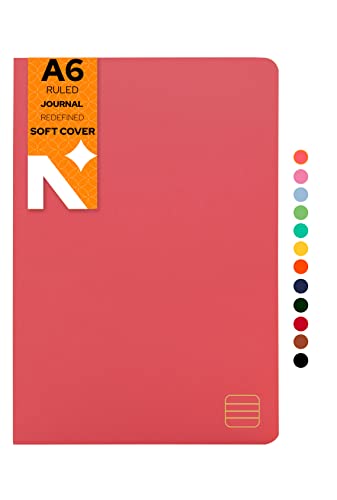Image of NEORAH - A6 Ruled Notebook SOFT COVER | Organiser REFILL | Ruled Journal | 110 GSM | 160 pages (Size 14.8 cm x 10.5 cm) Planner Journaling Writing Note Taking Diary, Travellers Journal-PINK