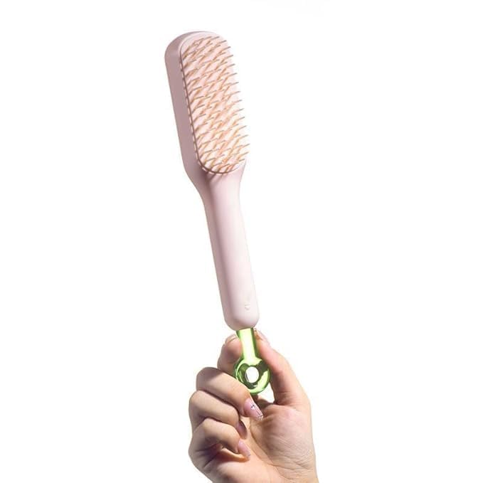 Self-Cleaning Hair Brush with Anti-Static Massage Comb, One-Pull Clean Design, Rotating Scalable Detangling Hairbrush for Women-image-32