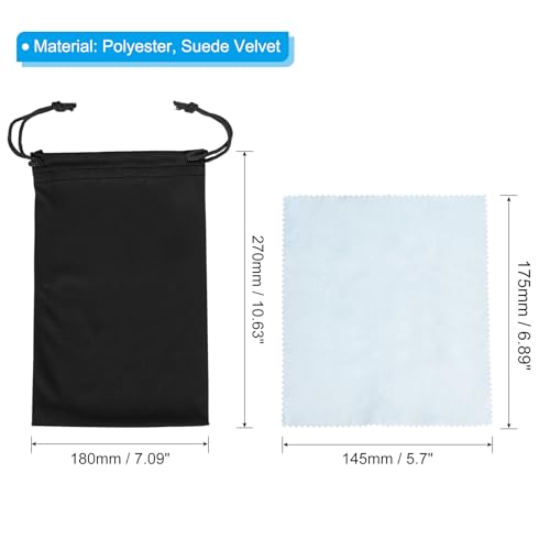 Bolsa para gafas de esquí PATIKIL de microfibra con paño de limpieza y cordón ajustable 2