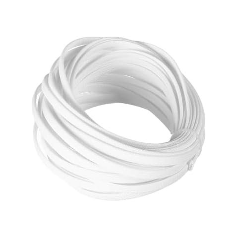 Heyiarbeit 10m/32.8ft PET Expandable Braid Cable Sleeving Flexible Wire Mesh Sleeve White 6mm Cover