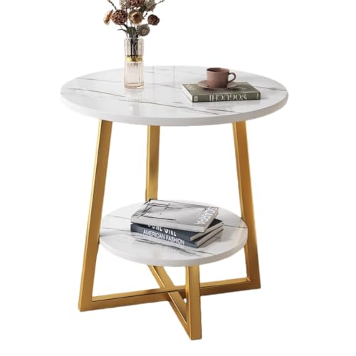 YFFY �ی^ �R�[�q�[�e�[�u�� �T�C�h�e�[�u�� �ԑ� 2�i ���őϋv�� �ۂ��p ������� �k�� ���r���O���[���A�Q���A���� (�z���C�g�}�[�u�� + �S�[���h�t���[��,50*55cm)