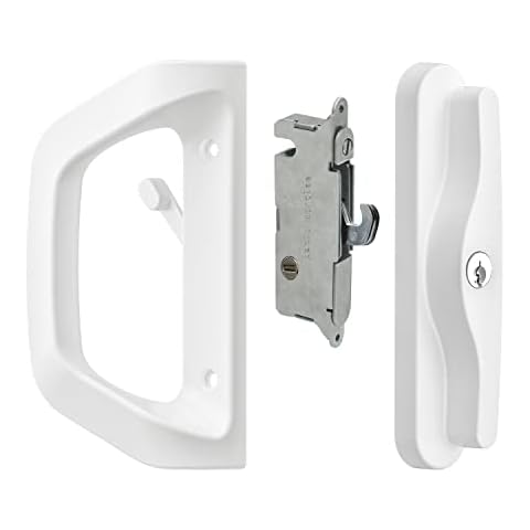 EASILOK Sliding Glass Door Lock, Patio Door Handle Set with Key Cylinder & Mortise Lock Patio Door Lock Replacement Convertible Fits Door Thickness from 1-1/2" to 2-4/25",3-15/16''Screw Hole Spacing Cover