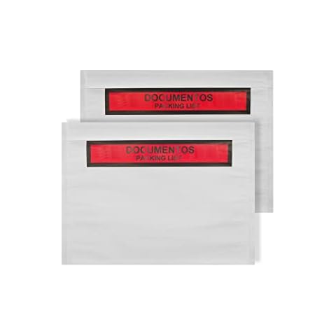 Supfive Printed Document Enclosed Wallet 100 x A5 (235x175mm) Peel & Seal Clear Plastic Envelopes,Packing Lists&Delivery Notes to Parcels, Packing Shipping Postage Pouches Bags Cover