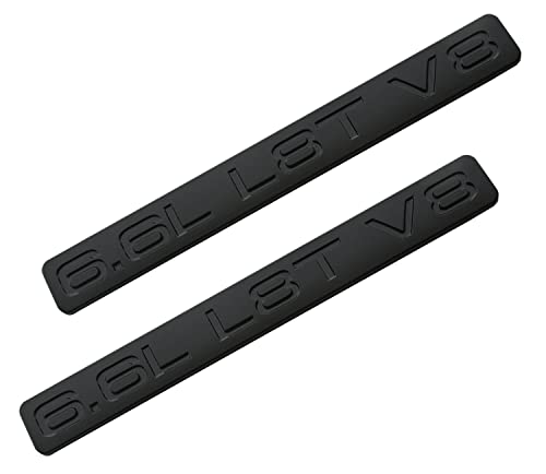 Repuesto de emblemas 3D L8T 6.6L V8 negros para restaurar la placa de Silverado 3500HD, 2 piezas
