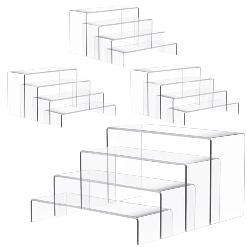 Anglelife 16 pcs 2 Set Acrylic Risers for Display Clear Acrylic Riser Display Stands Acrylic Display Risers for Show Funko Pop Figures, Cupcake, Jewelry, Toys, Perfume and More