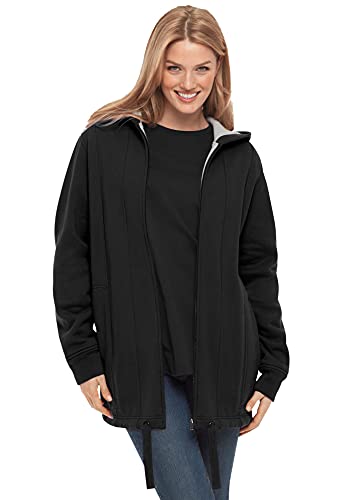 Woman Within Plus Size Thermal Waffle Lined Fleece Hoodie Oversized