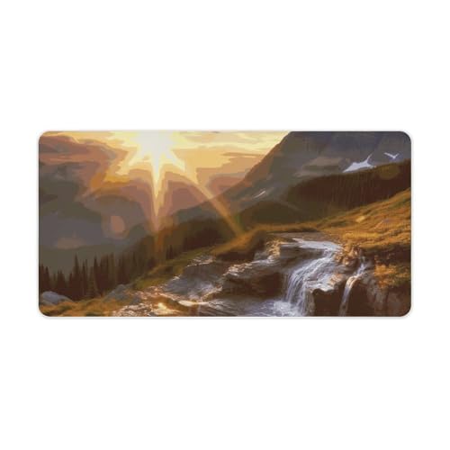 Tapis de souris grand format antiderapant motif lever de soleil 30x60cm