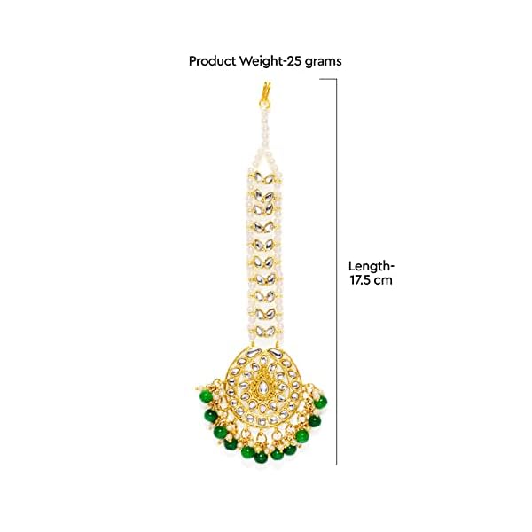 Zaveri Pearls Gold Tone Kundan And Pearls Traditional Maangtikka For Women-ZPFK9005 - Image 6