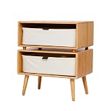 LAHTI Muebles Apilable con cajones Mesita de Noche de 2 Niveles Mesita Auxiliar Mesita de Noche Dormitorio Mesita de Noche