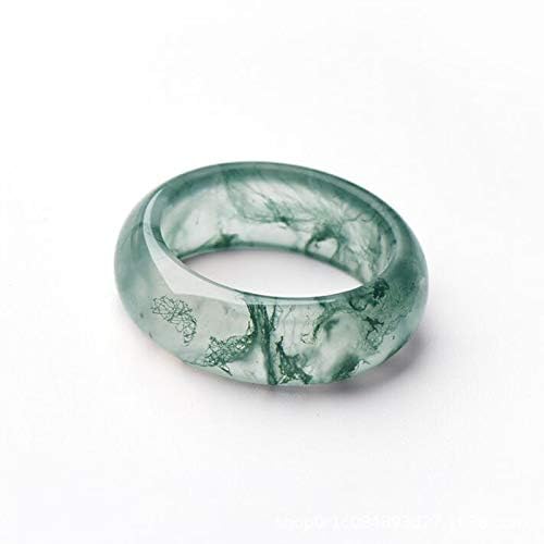 EASTCODE Natural Water Grass Agate Ring Moss Agate Chalcedony Ring Lovers Men Women Rings Natural Stone Real Jade Jewelry add Certificate