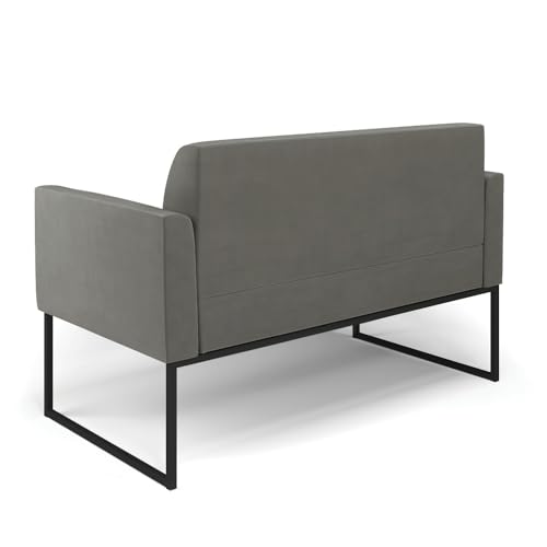 Sofá Namoradeira com Poltrona Base Industrial Preto Marisa Suede D03 - D'Rossi