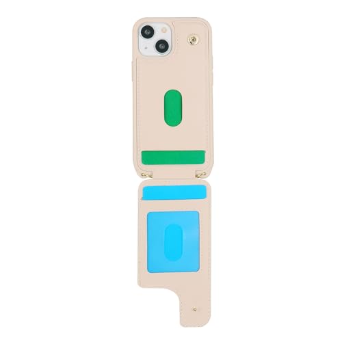 Image of for iPhone 13 Mini Case with Card Holder and Strap for Women,Crossbody Lanyard,Kickstand Ring Stand,Snap Clasp,RFID Blocking,Phone Wallet Cases 5.4 inch(Beige)