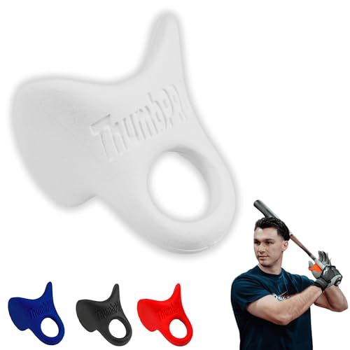 ThumbPRO Baseball Thumb Guard - Batting Aid & Grip Enhancer - Reduces Sting, Improves Swing - for Baseball & Softball - All Levels, Left/Right Hand - 3 Sizes (White Lightning, Small)
