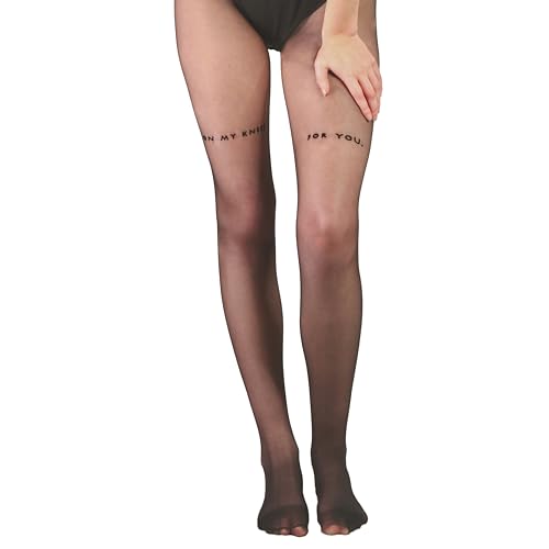 Velvet Ink Womens Sheer Pantyhose Bold and Playful Hosiery for Everyday Confidence (US Alpha Medium Regular Regular ON MY KNEES FOR YOU)