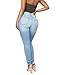 KUNMI Womens Classic High Waisted Skinny Stretch Butt Lifting Jeans Slim Fit Denim Pants Light Blue