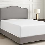Lane Linen Fitted Sheet Double – 1000 Thread Count Egyptian Cotton, Deep Pocket 38 cm, Soft & Breathable Bottom Sheet with All Around Elastic – Luxury Hotel-Quality Bedding - White