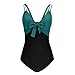 Women's Cut Out One Piece Swimsuit Fashion Colorblock Cheeky High Cut Bathing Suit Sexy Tie Knot Front Swimsuits Blue