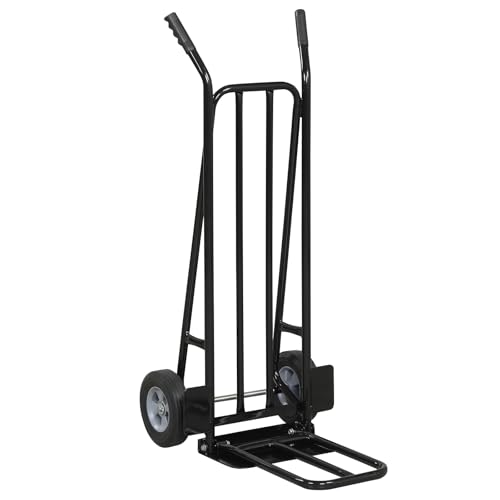 Image of Goplus Hand Truck Dolly, Heavy Duty Metal Moving Dolly Cart with Dual Foldable Nose Plates, 400LBS Small Plate & 660LBS Large Plate, 8” Rubber Wheels for Home, Office, Warehouse (Black)