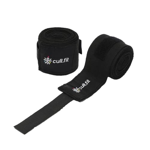 Image of cult Premium Boxing Hand Wraps 180 inch inch Durable Polyester & Cotton Blend, Breathable, Elastic, Thumb Loop & Velcro Closure, Wrist Support & Knuckle Protection for Boxing, MMA, Muay Thai, Karate