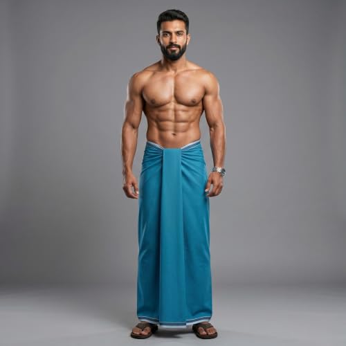 Image of Men's Cotton Lungi | Soft Breathable Wrap Around Lungi | Comfortable Daily & Home Wear for Men