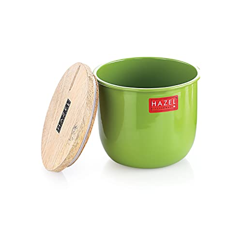 Image of HAZEL Airtight Container for Kitchen | Tea Coffee Sugar Containers |Food Grade Storage Box For Kitchen with Wooden Lid, Set of 4, 700 ML, Green