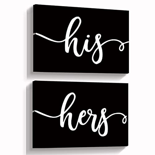hold fizz His and Hers Bedroom Bathroom Decor, Black Couple