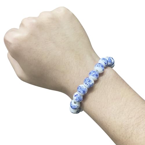Women Porcelain Beads Bracelet Vintage Style Blue And White Porcelain Ceramics Wrist Bracelet3