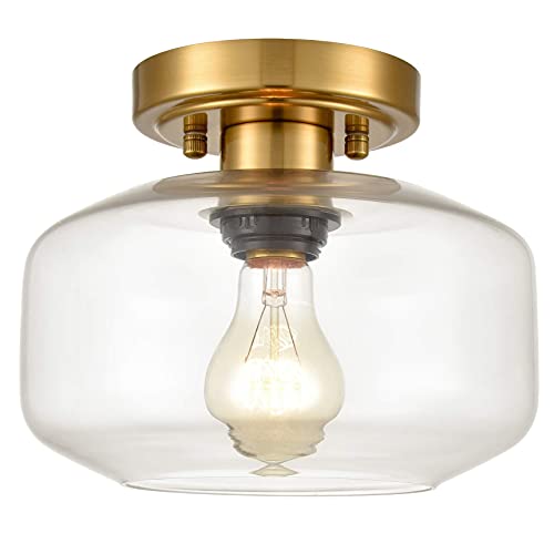 Jeenkae Modern Semi Flush Ceiling Lights Glass Brass Hallway Ceiling Lights Fixtures #TOP3