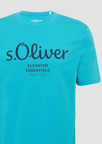 s.Oliver T-shirt męski z logo, pastelowy turkus, L