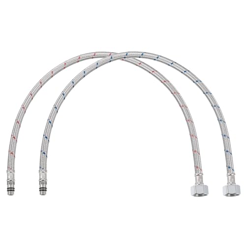 uxcell 24Inch Long Faucet Supply Line Connector, 2pcs G1/2 Female Compression Thread x M10 Male Connector Braided Short 304 Stainless Steel Water Supply Hose Line by uxcell - Used condition - CA$23.24