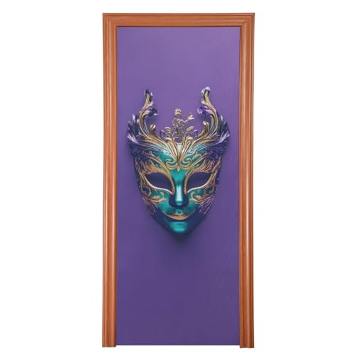 FLildon Mardi Gras Mask Door Cover Decoration, Party Accessory Porch Decor for Festive Ornament Room Door Covers 32 x 79 Inch