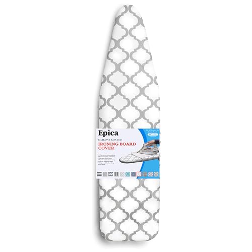 Product Image of the Epica Silicone Coated Ironing Board Cover- Resists Scorching and Staining - 15'x54' (Board not Included) (White and Grey Lattice)