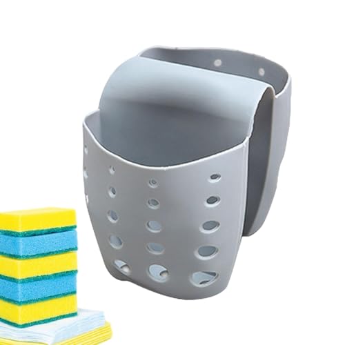 Porta spugna per lavello, cestello di scarico per lavello da cucina, organizzatore di spugna da sella con fori di drenaggio, scolapiatti per cestello di scarico, filtro di scarico per lavello a sella