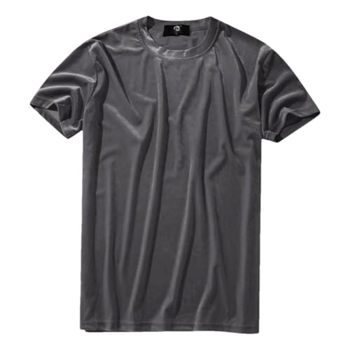 Velours Bluse Herren T-Shirt Tops Mode Slim Kurzarm T-Shirt Casual Tops, gray9, M