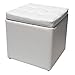XBCDX Otomana Cuadrada de Almacenamiento, Taburete capitoné de Cuero sintético con reposapiés con Tapa con bisagras Asiento para salón Taburetes para el hogar, Sala de Estar, Dormitorio, Blanco, 3