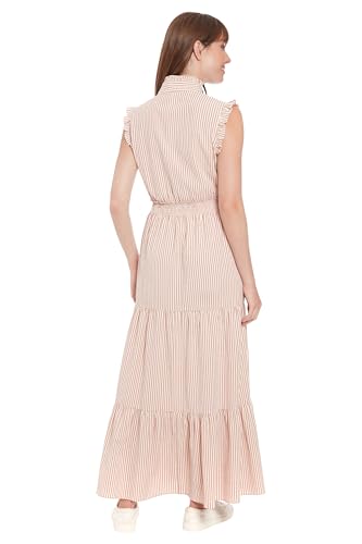 Image of London Times Women's Women's Sleeveless Maxi Dress - Ruffle V-Neck, Tiered Skirt, Casual Dresses for Women