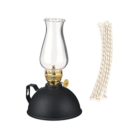 amanigo 7.48in Mobil Lamp Metal Belt Handle Oil Lamp For Camping Home Kitchen Bedroom Restaurant (Color : Black) Cover