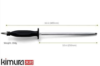 Kimura Professional Diamond Honing Steel, 10 inch Honing Rod, Diamond Knife Sharpener, Magnetized Steel, Ergonomic Polypropylene Handle, Ideal for Chef Knives, Japanese Gift Box