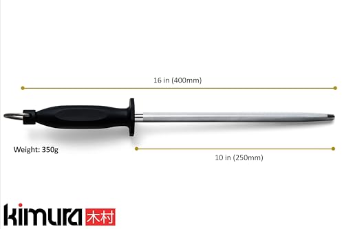 Image of Kimura Professional Diamond Honing Steel, 10 inch Honing Rod, Diamond Knife Sharpener, Magnetized Steel, Ergonomic & Balanced Polypropylene Handle, Ideal for All Chef Knives, Japanese Gift Box