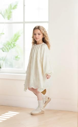 Girl's Casual Dress Summer Scoop Neck Long Sleeve Sundress for Kids2