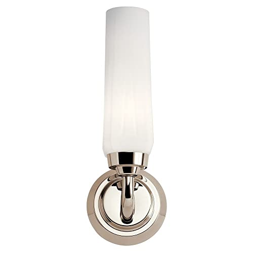 Image of Kichler Truby 11.5 Inch 1 Light Wall Sconce with Satin Etched Cased Opal Glass in Polished Nickel