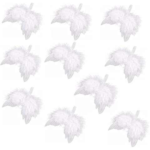 10PCS 16*14CM White Vintage Feather Wing Angel Christmas Tree Hanging Ornament Wedding Party Decor Ornament Cover